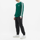 Adidas Men's Long Sleeve 3 Stripe T-Shirt in Collegiate Green