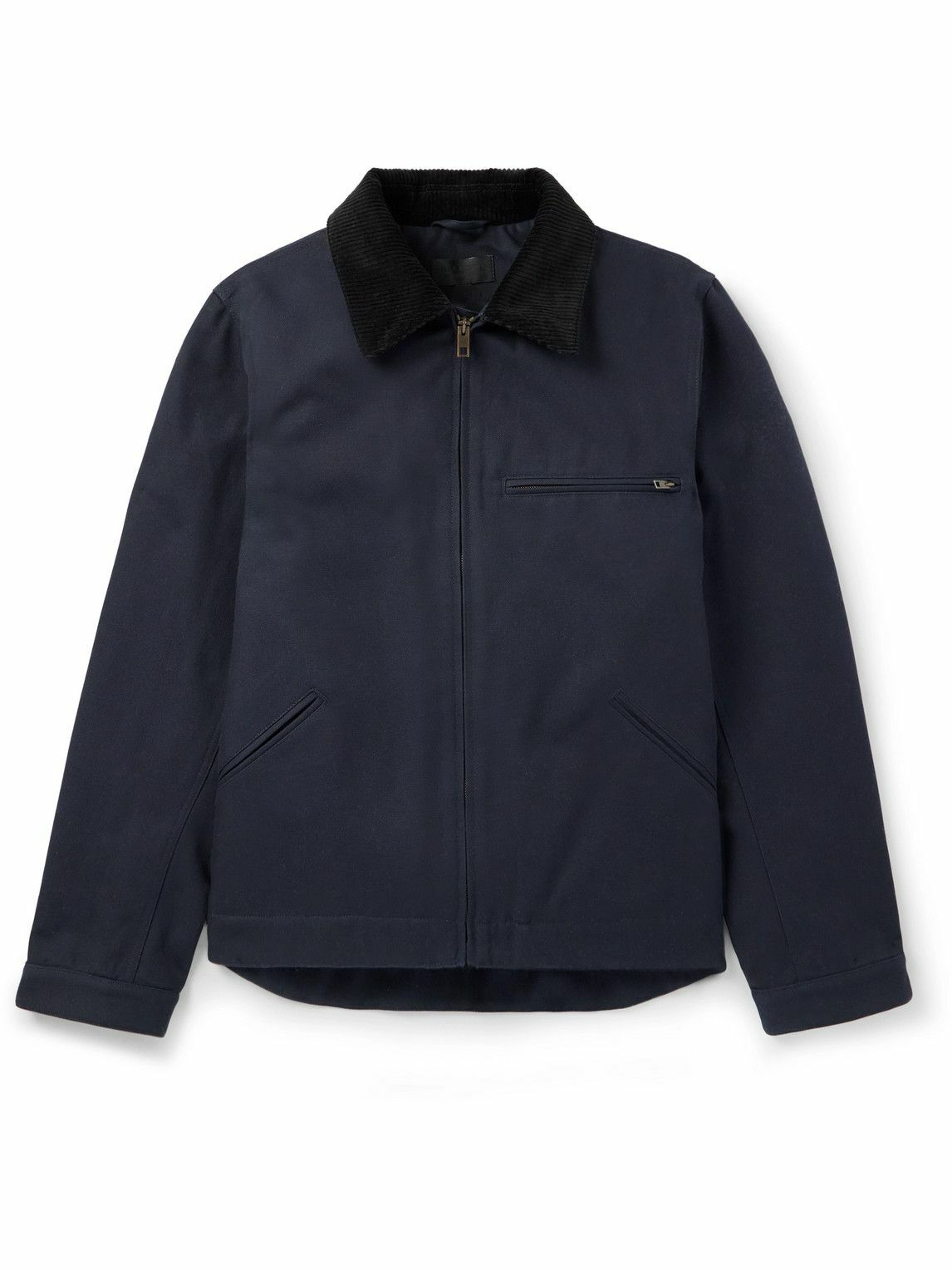 Nili Lotan - Caspian Corduroy-Trimmed Cotton-Canvas Jacket - Blue