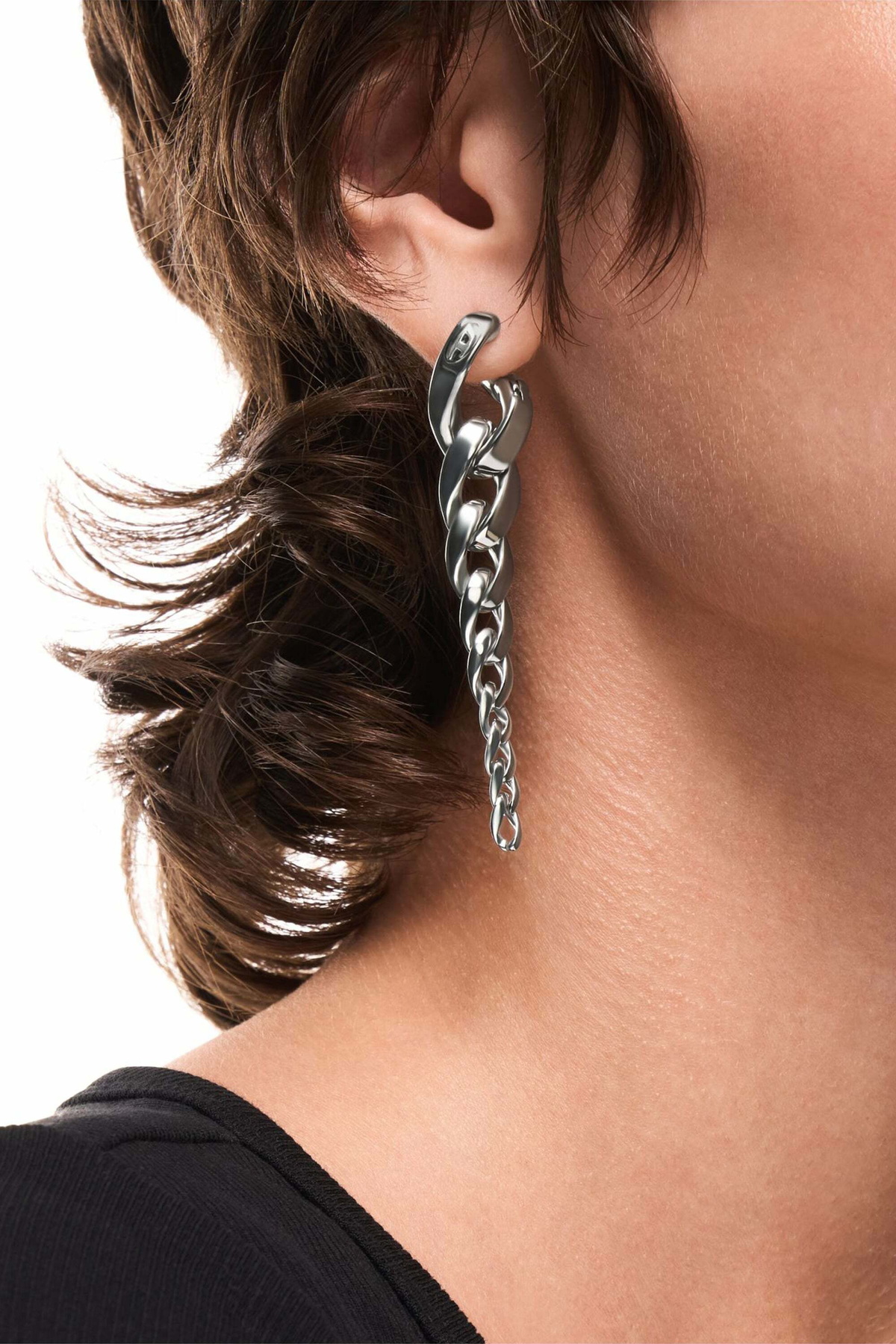 Diesel Stainless Steel Drop Earrings - Earrings - Unisex - Silver