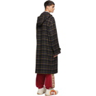Gucci Blue and Yellow Check Hooded Coat