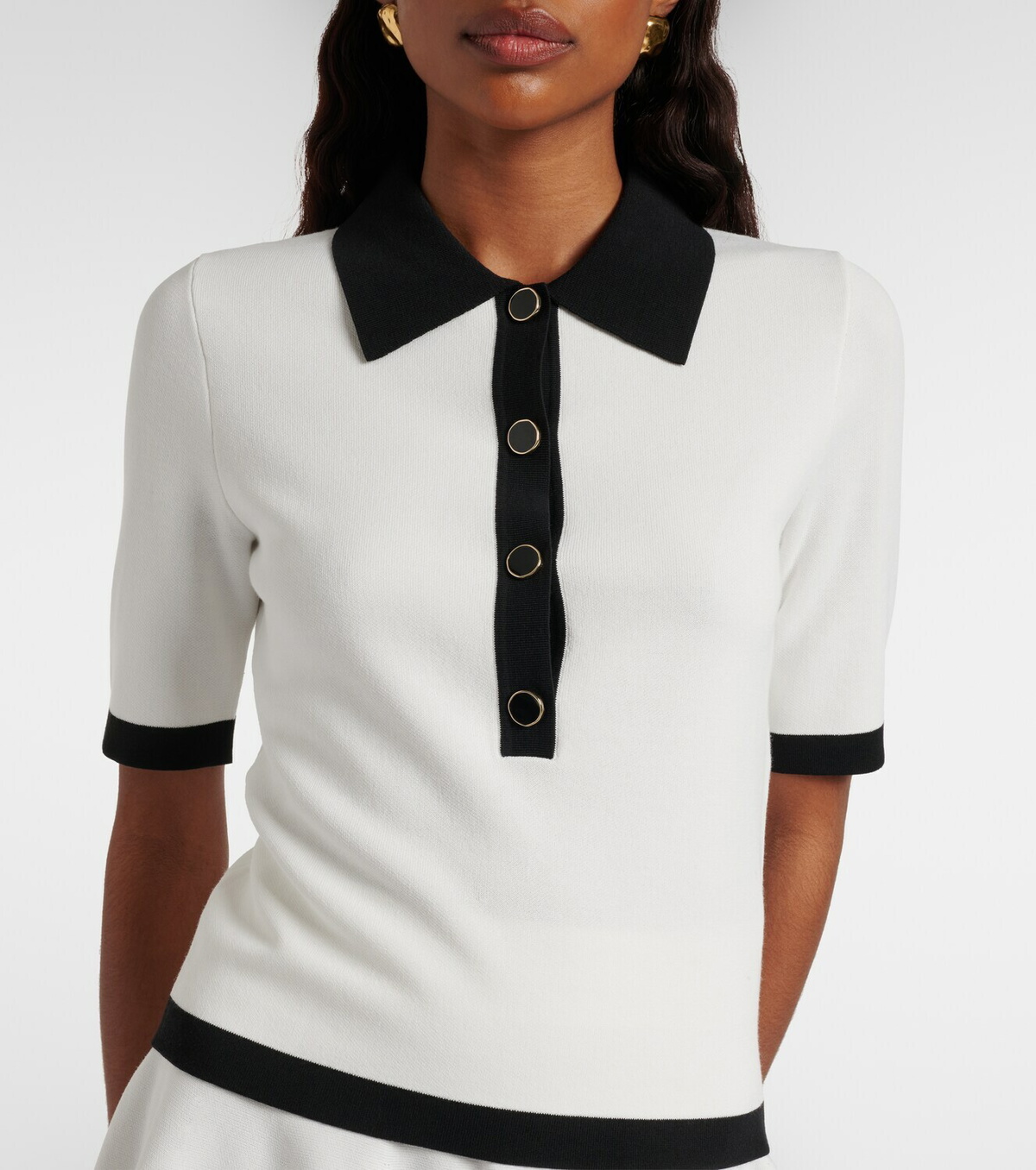 Nina Ricci Ribbed-knit polo shirt