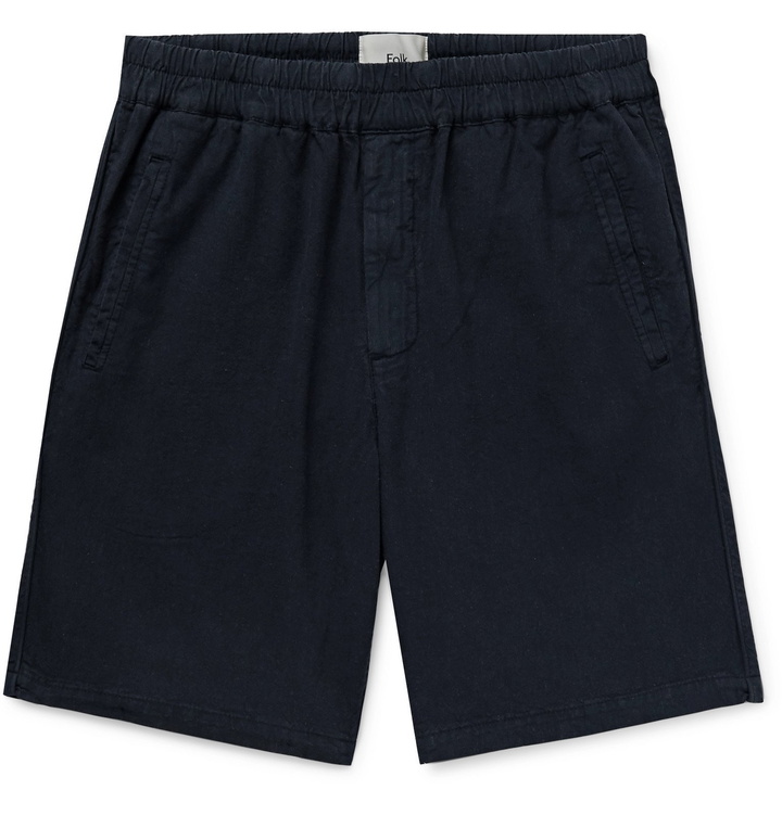 Photo: Folk - Linen and Cotton-Blend Shorts - Blue