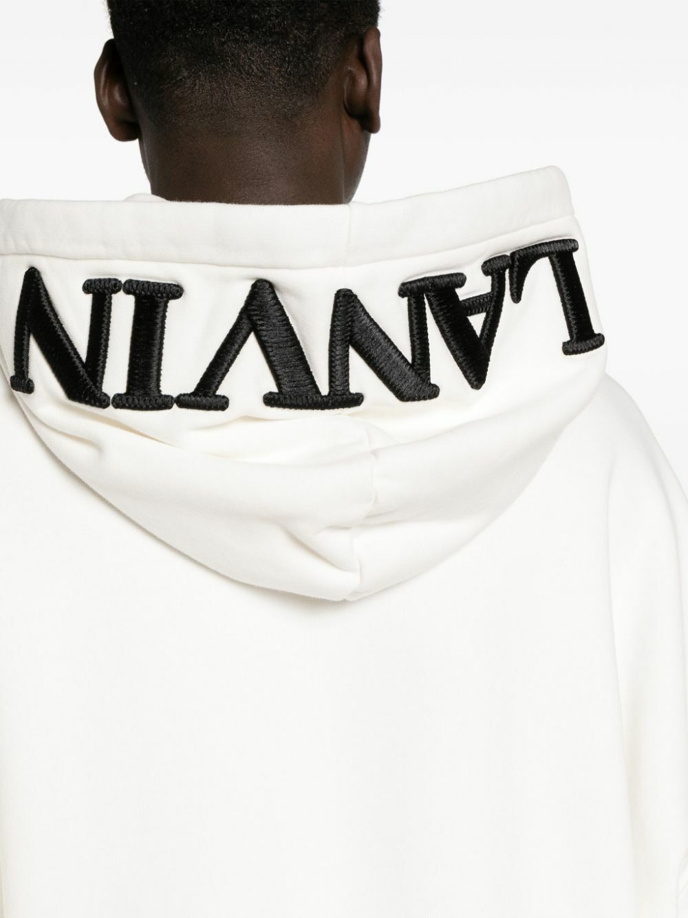 Lanvin White Logo-Embroidered Cotton Hoodie