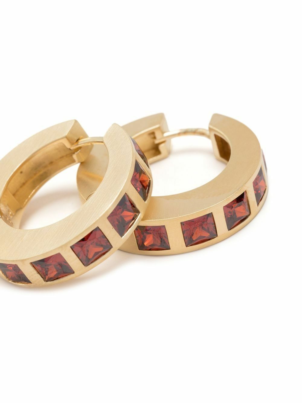 Tom Wood Gold-Plated Arch Square Garnet Hoop Earrings