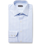 TOM FORD - Light-Blue Slim-Fit Striped Cotton-Poplin Shirt - Blue