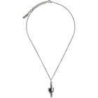 Saint Laurent Silver Cactus Pendant Necklace