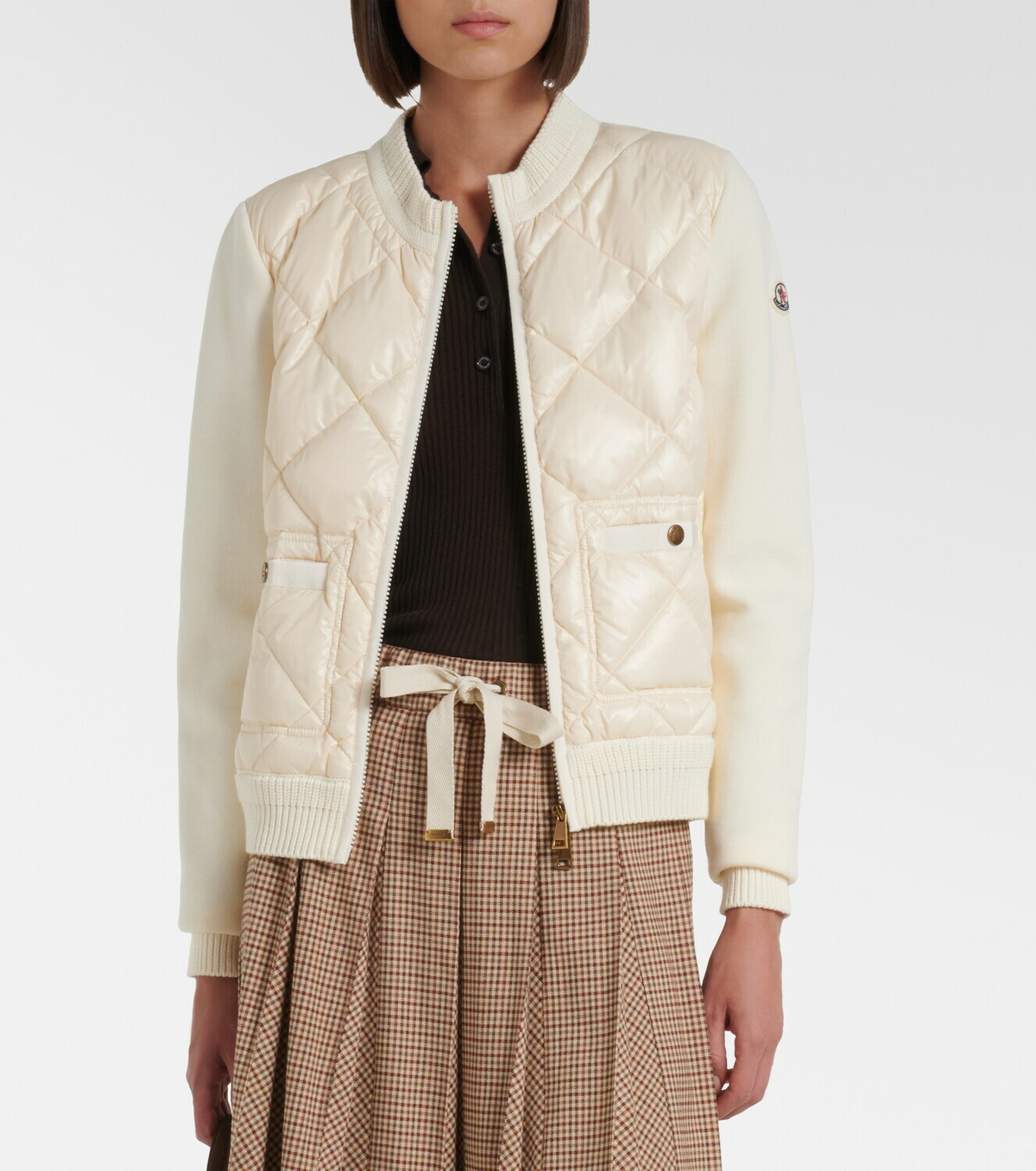 Moncler Down-paneled cotton cardigan