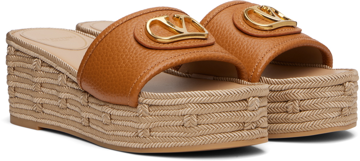 Valentino Garavani Brown VLogo Signature Slide Espadrillas