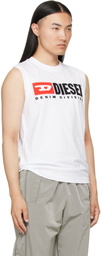 Diesel White Chest Logo Print Tank Top