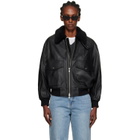 Dunst Black A-2 Shearling Collared Leather Jacket