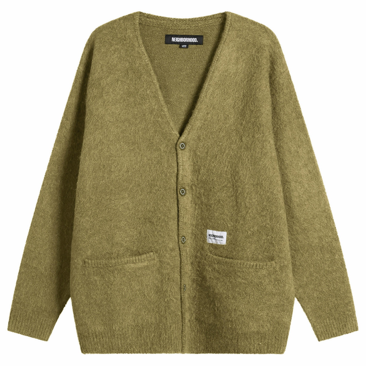 Neighborhood Men's Tiger Patterned Mohair Cardigan in Black