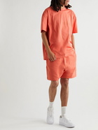 FEAR OF GOD ESSENTIALS - Wide-Leg Logo-Appliquéd Cotton-Blend Jersey Shorts - Orange