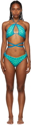 Chet Lo SSENSE Exclusive Blue & Green Whale-Tail Bikini Bottom