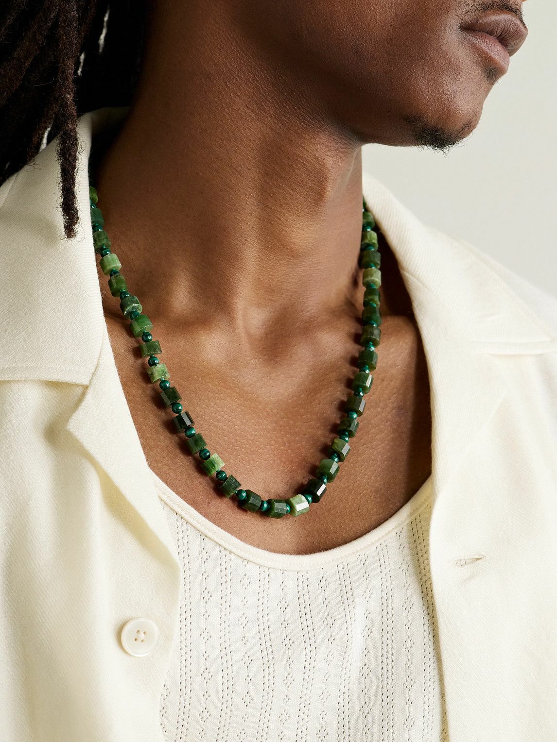 JIA JIA - Oracle 14-Karat Gold, Malachite and Jade Beaded Necklace
