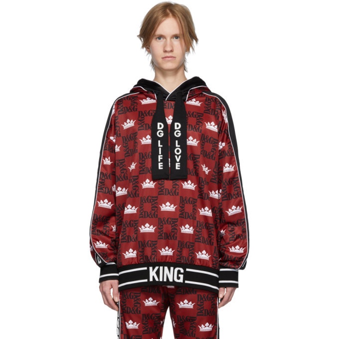 Photo: Dolce and Gabbana Red and Black Logo Crown Hoodie