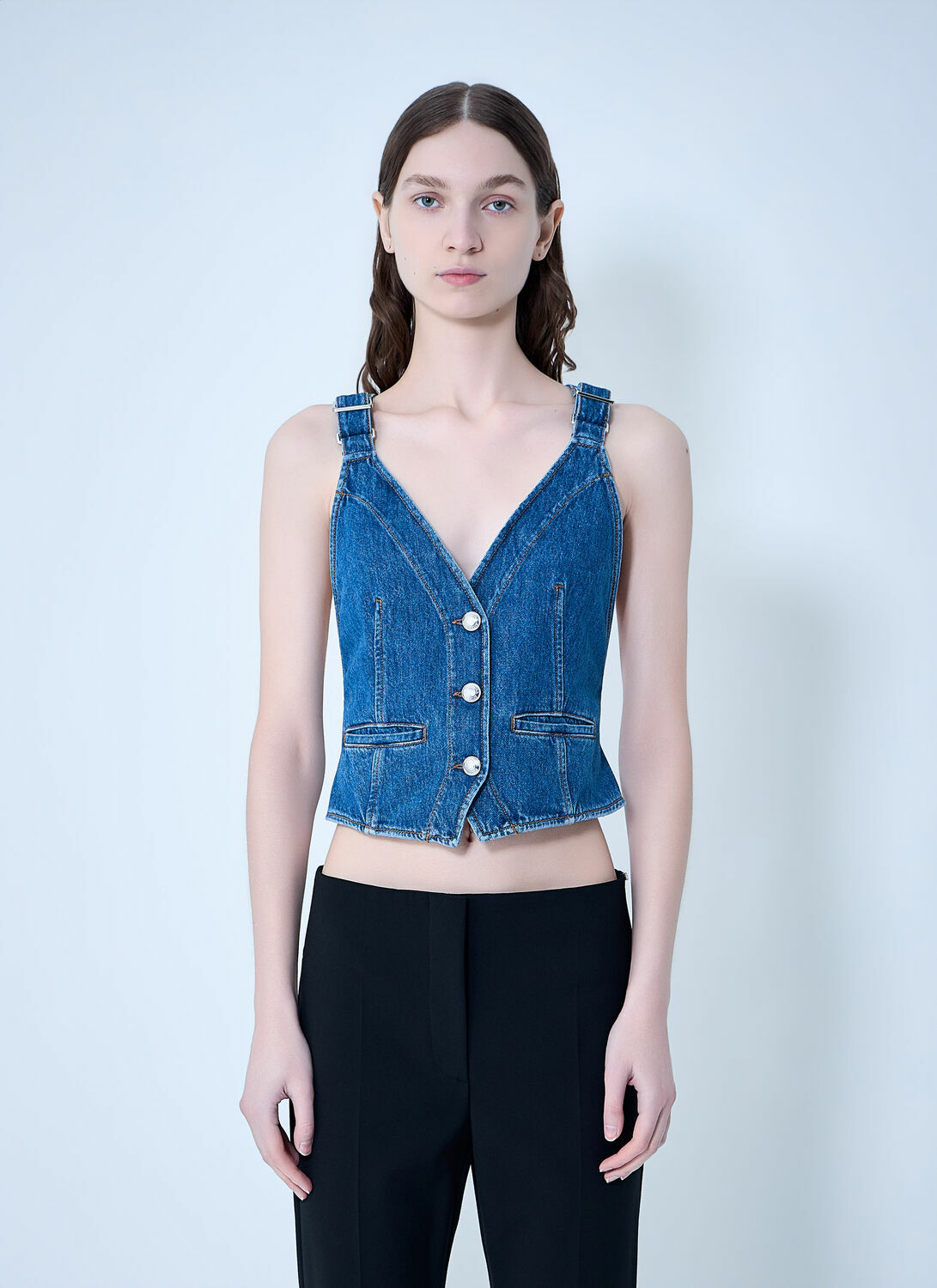 Sportmax Buttoned Denim Vest
