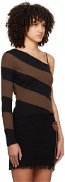 Kijun Brown & Black Oblique Long Sleeve T-Shirt