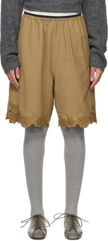 Photo: Cordera Taupe Embroidered Bermuda Shorts