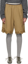Cordera Taupe Embroidered Bermuda Shorts