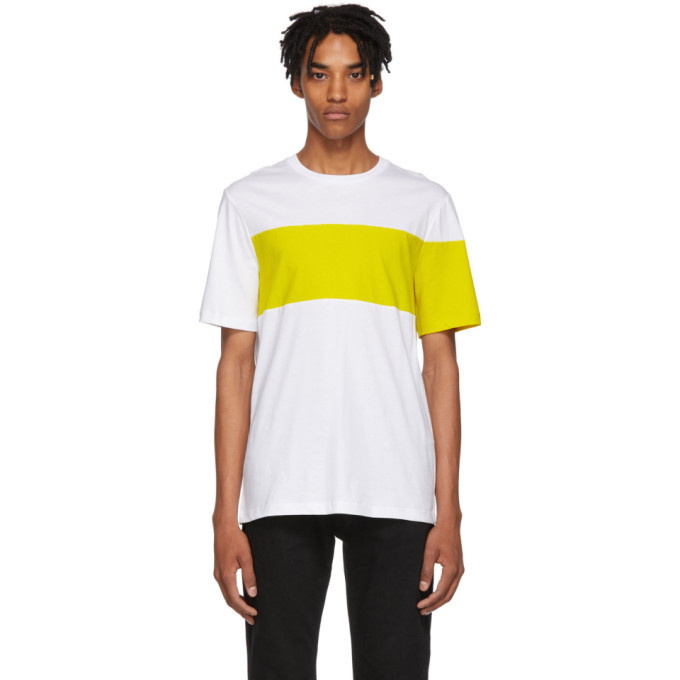 Photo: Helmut Lang White and Yellow Logo Band T-Shirt