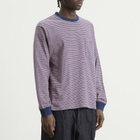 Beams Plus Men's Stripe Long Sleeve T-Shirt in Red