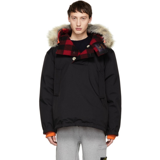 Photo: Woolrich John Rich and Bros Reversible Black Griffin Edition Down Atlantic Smock Jacket