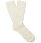 Anderson & Sheppard - Ribbed Wool-Blend Socks - Neutrals