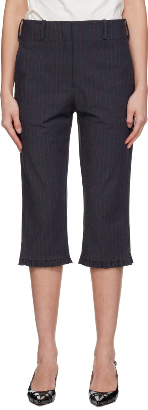 Photo: GANNI Gray Pinstripe Capri Trousers