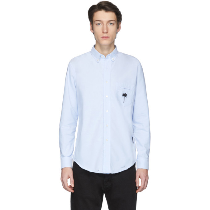 Photo: Palm Angels Blue Palm x Palm Ripped Oxford Shirt