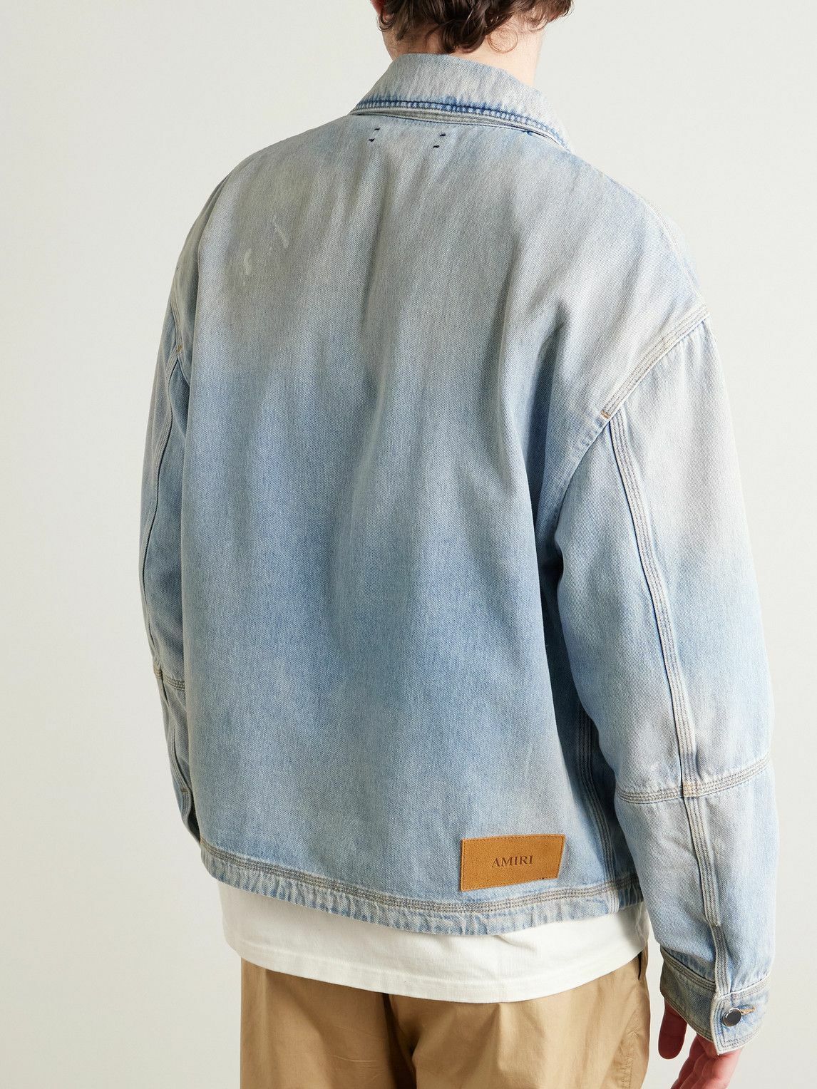 AMIRI - Logo-Appliquéd Distressed Denim Jacket - Blue
