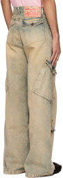 EGONlab Beige Cargo Pocket Jeans