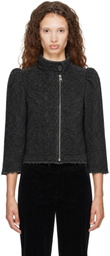 KNWLS Gray Wool Tweed Zip Jacket