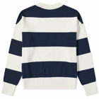 AMI Men's Small A Rugby Striped Crew Knit in Blue/White/Red