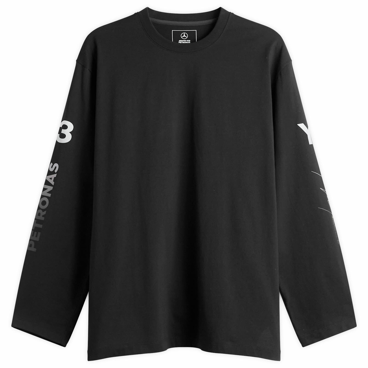 Y-3 Men's x Mercedes F1 Chaos Long Sleeve T-Shirt in Black