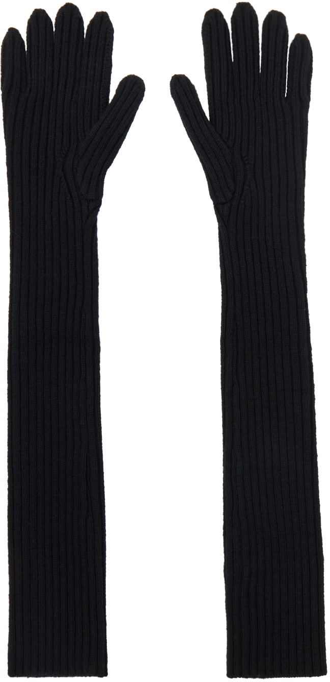Dries Van Noten Black Long Gloves