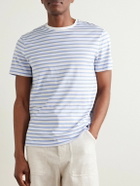 Ralph Lauren Purple label - Logo-Embroidered Striped Cotton-Lisle T-Shirt - Blue