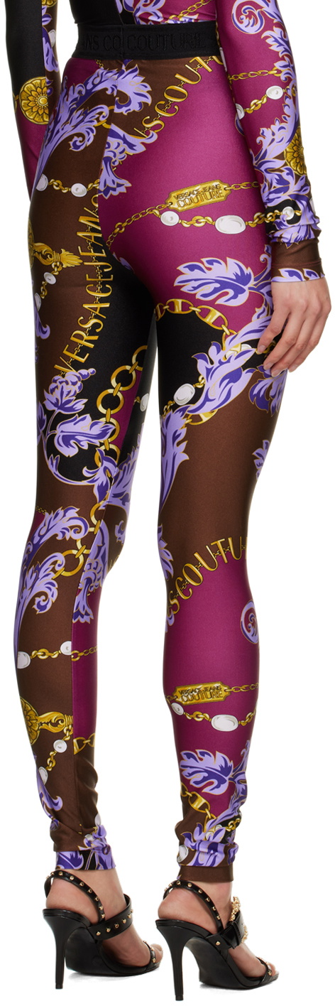 Versace Jeans Couture Purple Chain Couture Leggings