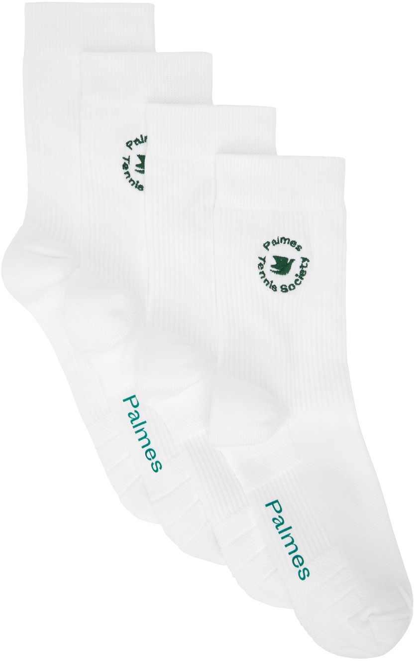 Photo: Palmes Two-Pack White Mid Socks