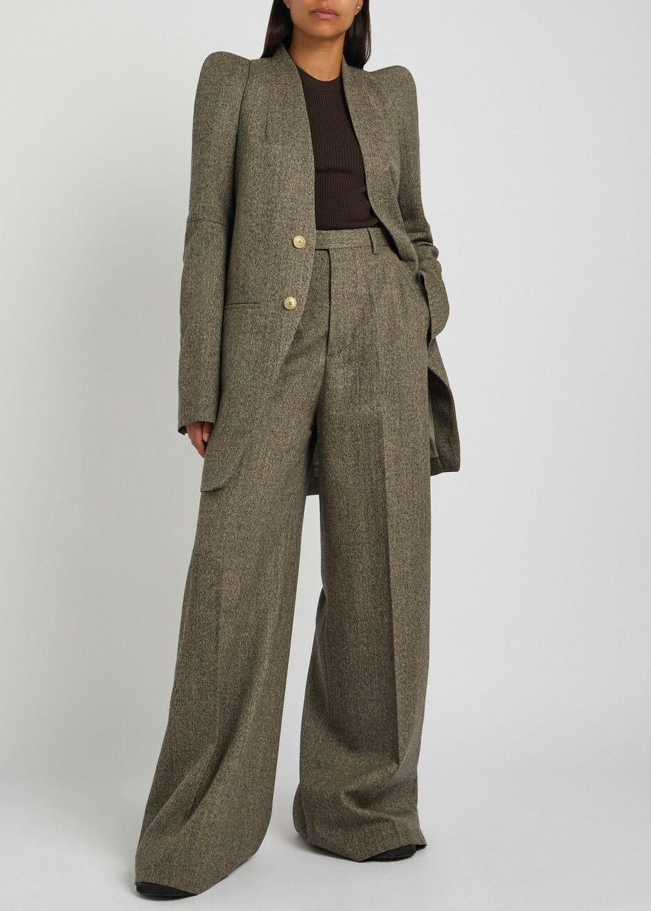 Rick Owens Pantaloni Wide-leg Wool Trousers Black Other