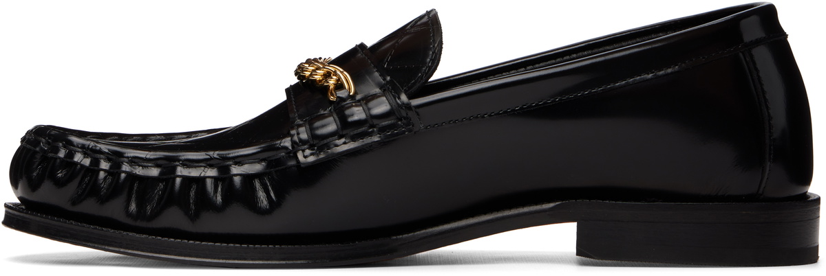Ernest W. Baker Black Gold Chain Loafers