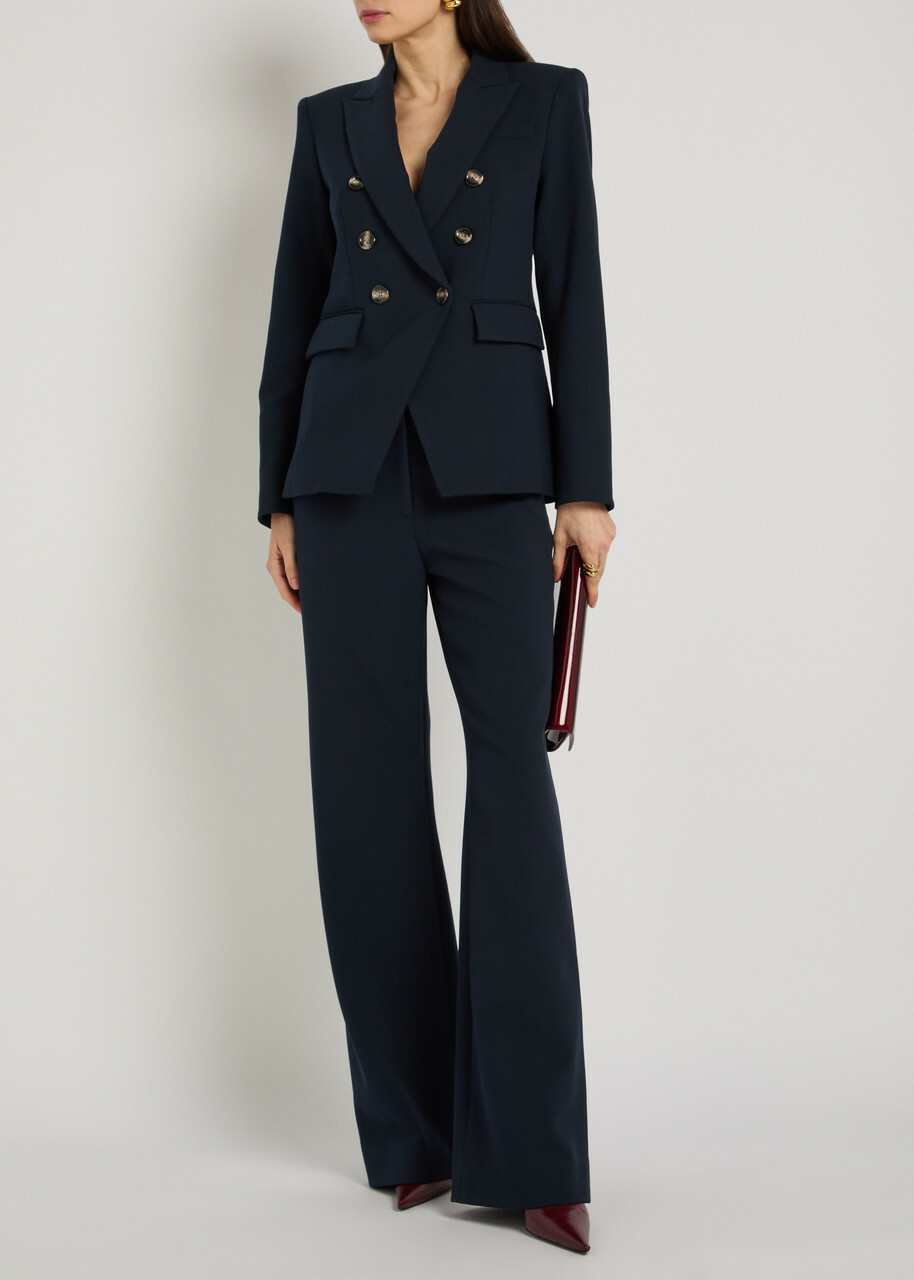 Veronica Beard Miller Dickey Horn Crepe Blazer Navy