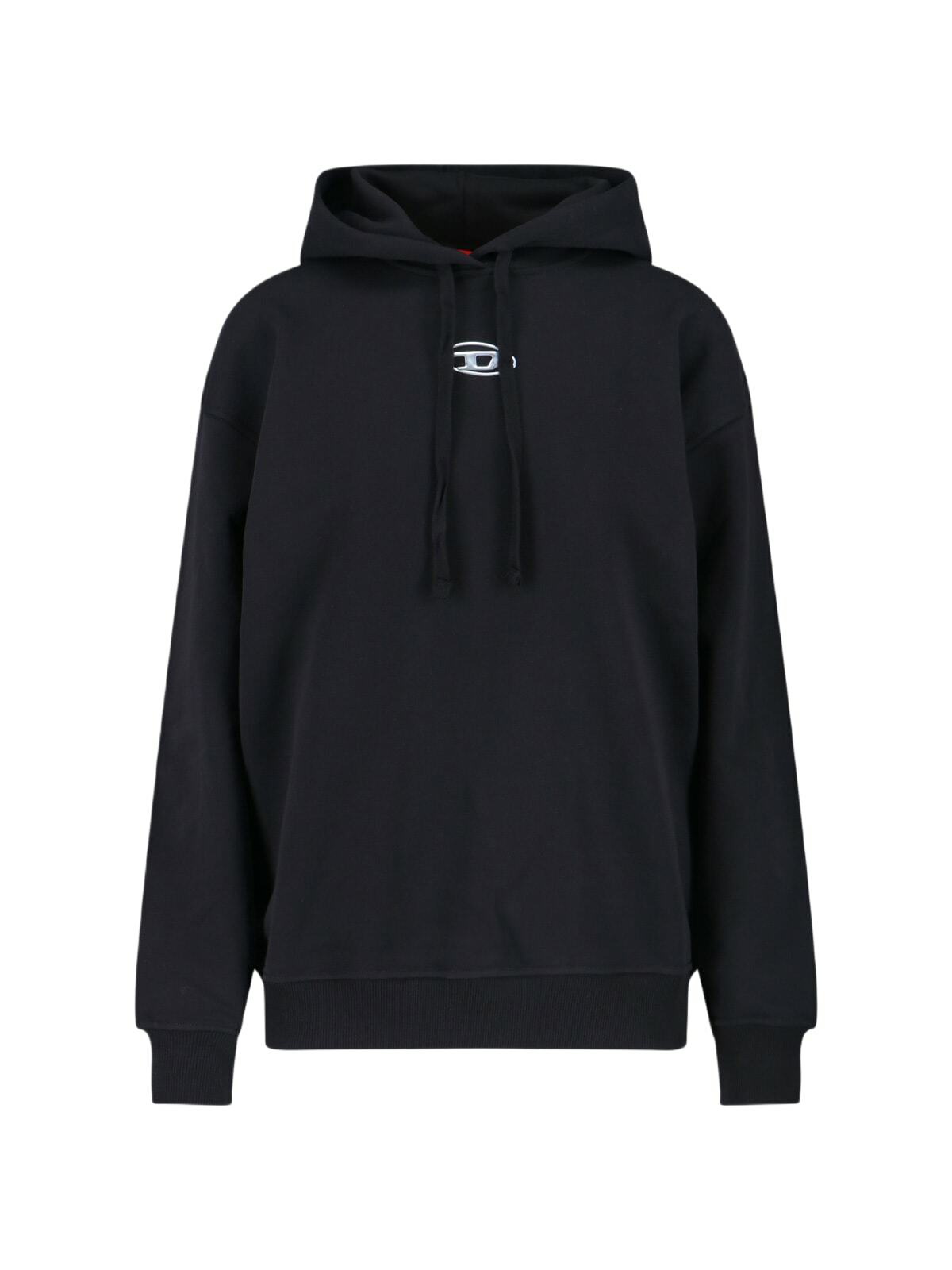 ★DIESEL★ S Max Pope Hood Black A112580EJAA9XX A112580EJAA9 S-MACS-HOOD-OD Men: Oversized black hoodie metallic logo