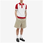 Casablanca Men's Boucle Raglan Polo Shirt in White/Red
