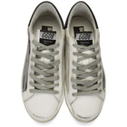 Golden Goose Silver and White Scotch Flag Superstar Sneakers