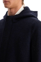HARRIS WHARF LONDON hooded wool coat in boiled wool Blue