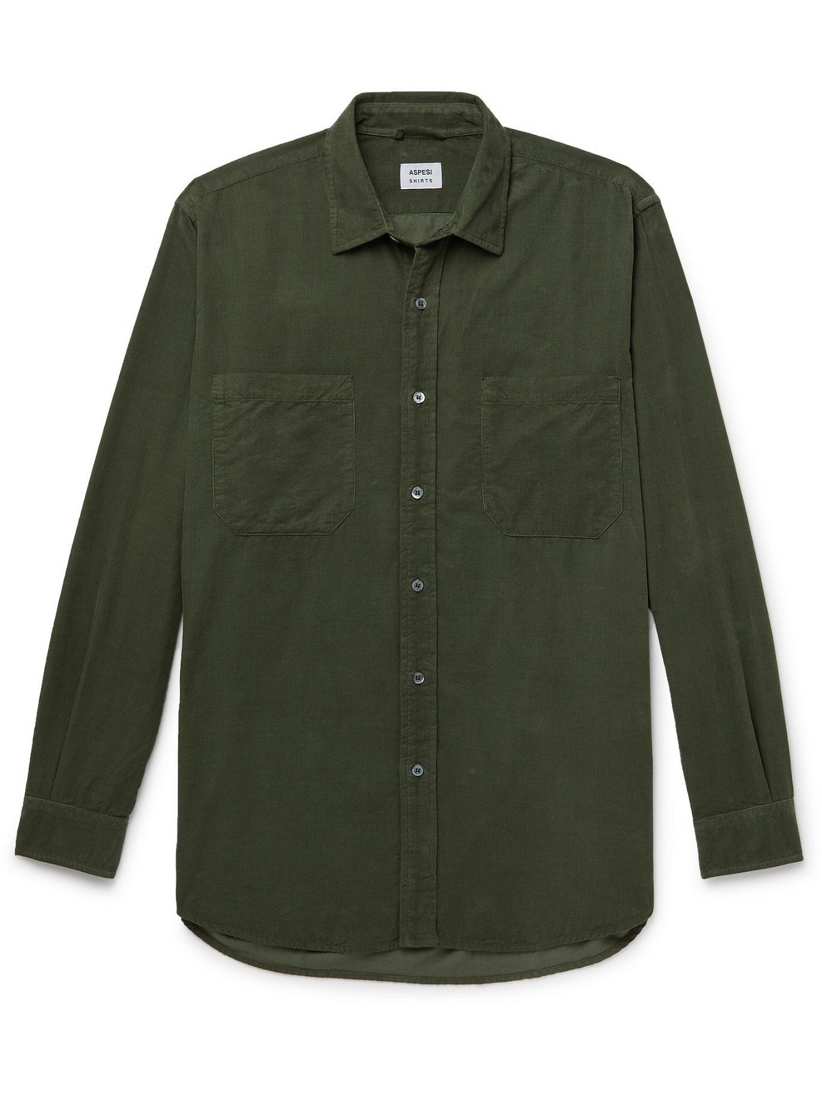 Photo: ASPESI - Garment-Dyed Cotton-Corduroy Shirt - Green