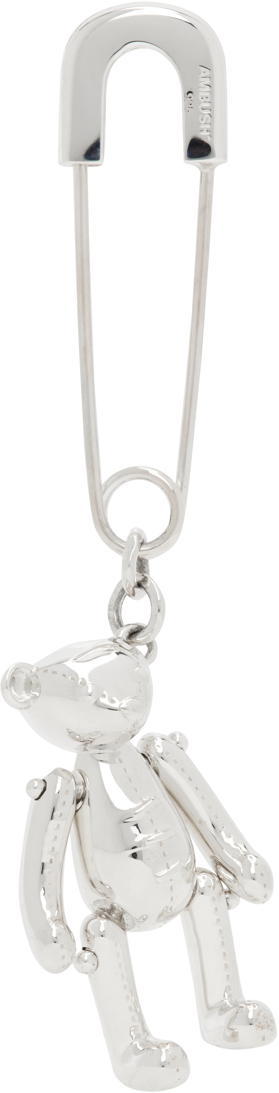 AMBUSH Silver Teddy Bear Charm Single Earring