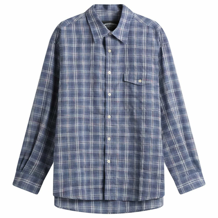 Photo: FrizmWORKS Men's Uneven Check Shirt in Blue