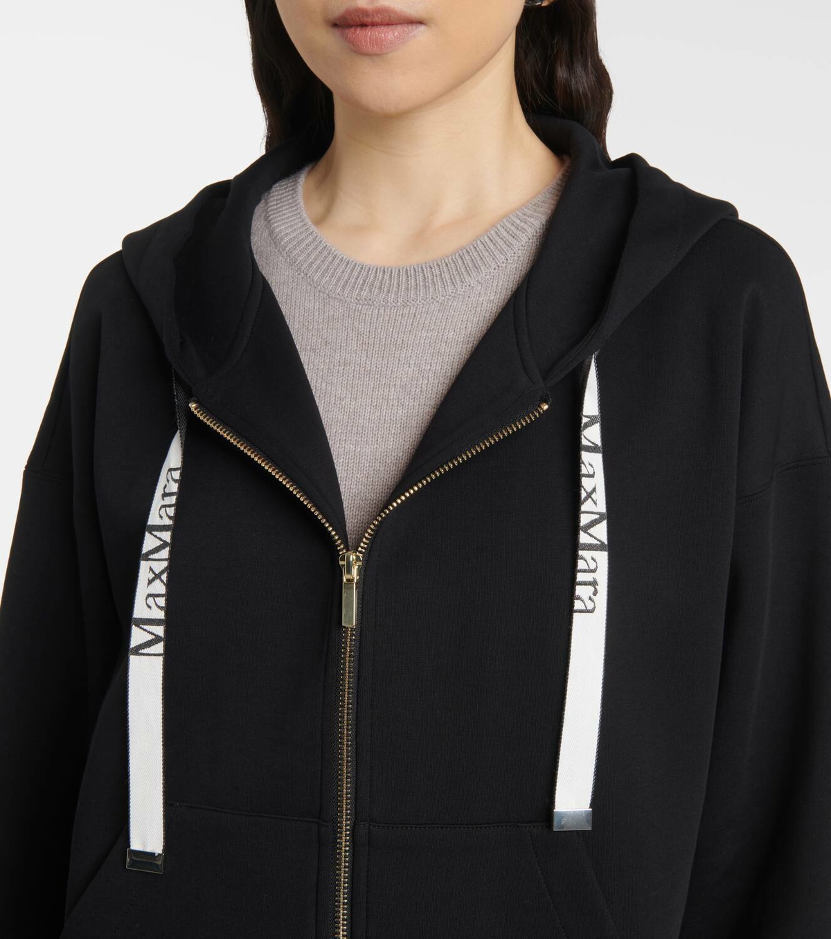 S Max Mara Jour cotton-blend jersey hoodie S Max Mara
