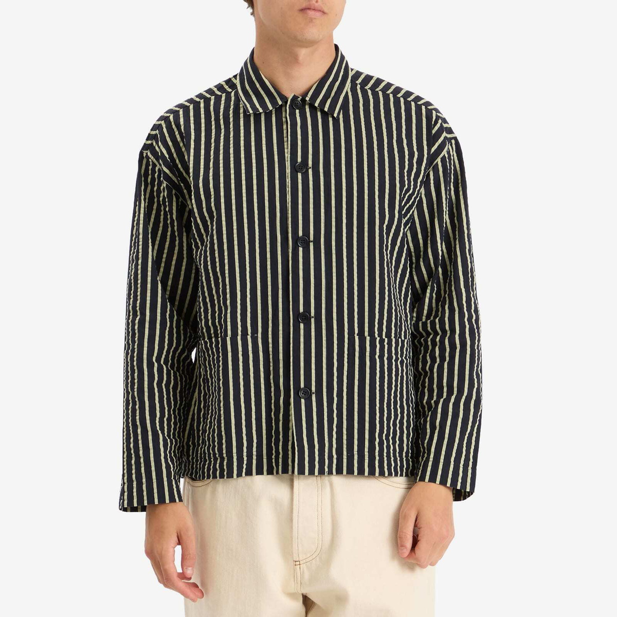 ymc★ YMC Men's PJ Stripe Jacket in Navy/Yellow YMC